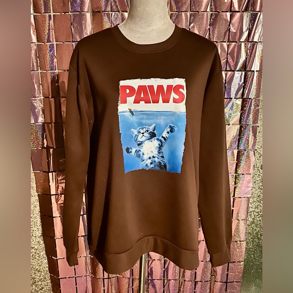 Brown Cat Graphic Sweatshirt